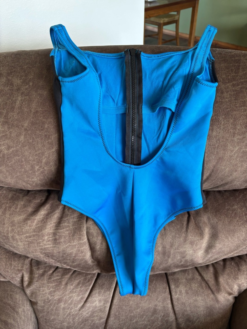 Vintage Body Glove BLUE and Black Front Zip One-Piece Swimsuit - Picture 3 of 4
